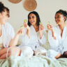 Women enjoying a relaxing spa moment together during a holiday wellness party in Saraland AL